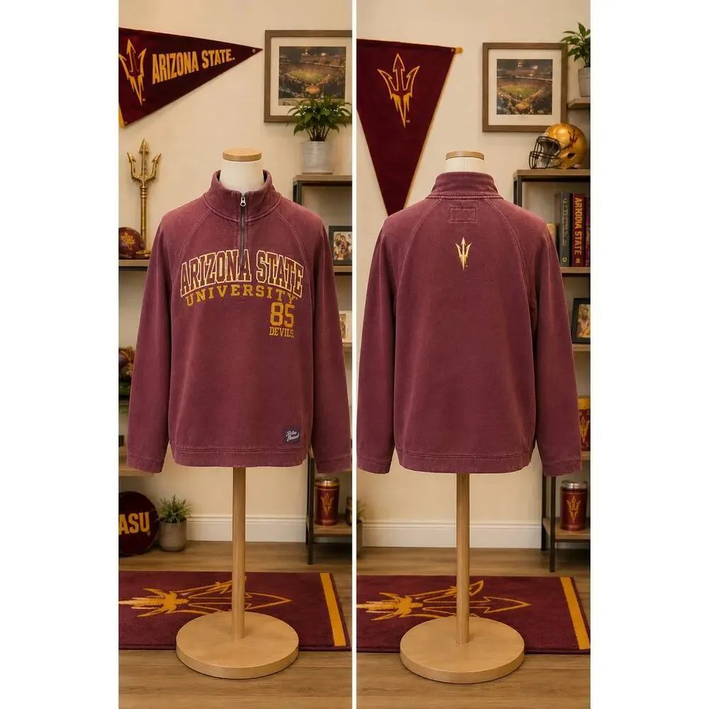 Vintage Arizona State Sun Devils Jansport 1/4 Zip Sweatshirt Large